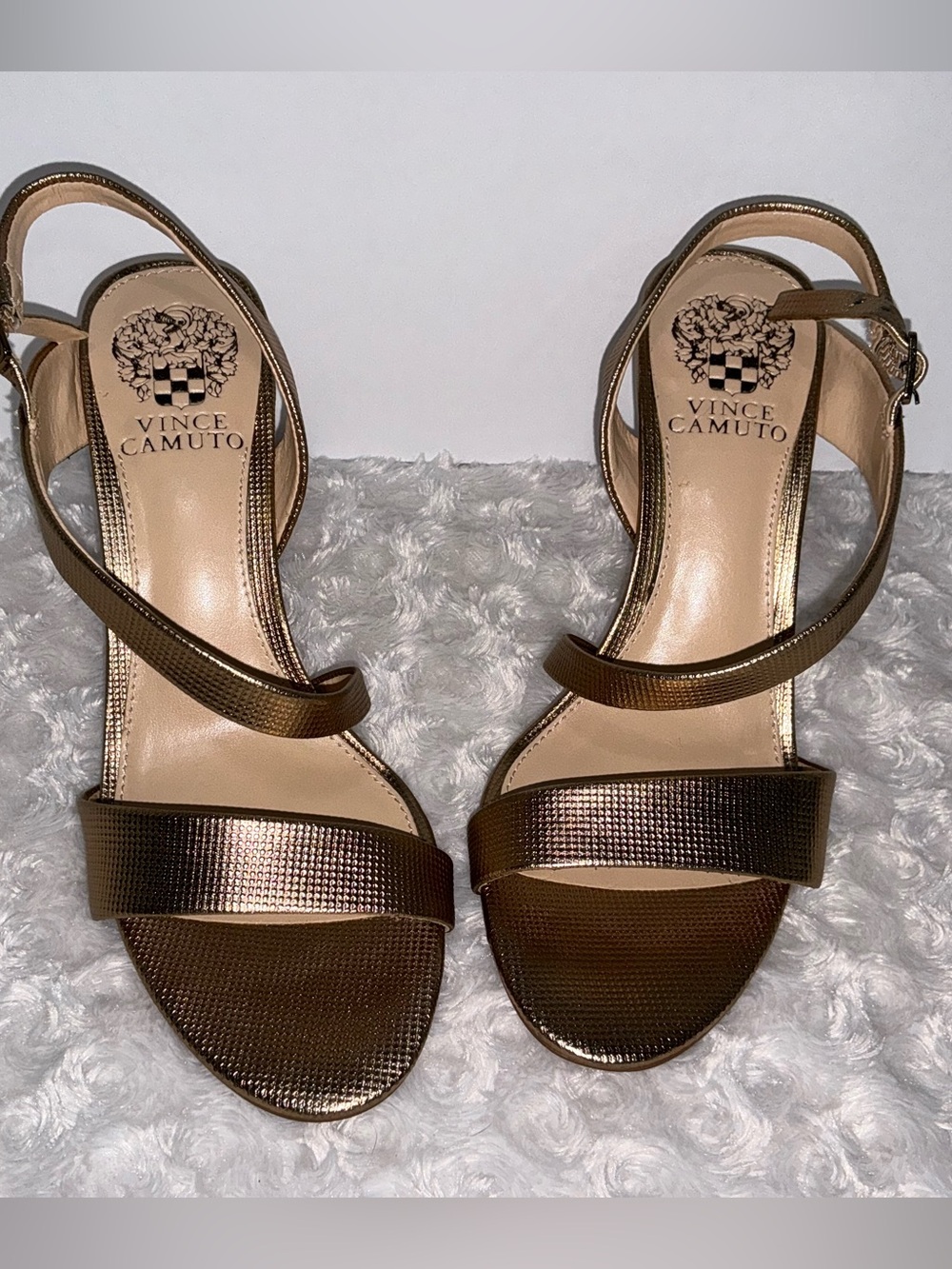 Vince Camuto Metallic Bronze Open-Toe Strappy Heels